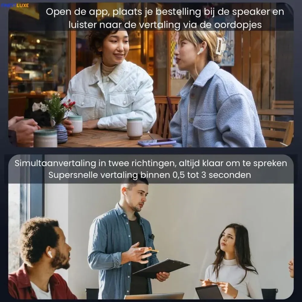 LinguaBuds | AI-oordopjes met Directe Spraakvertaling 100+ Talen Finest Luxe