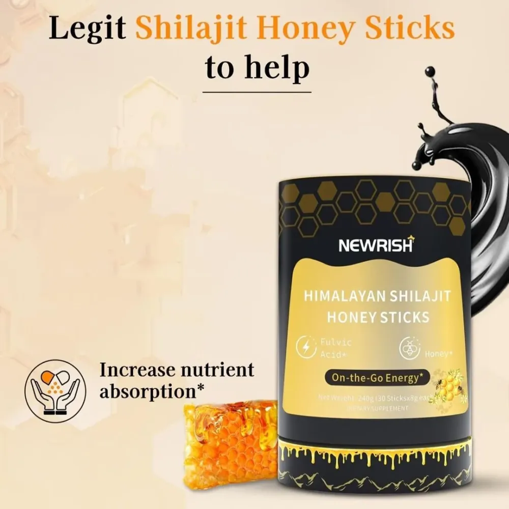 Newrish | Honingsticks met Himalaya Shilajit & Kasjmir Saffraan Finest Luxe