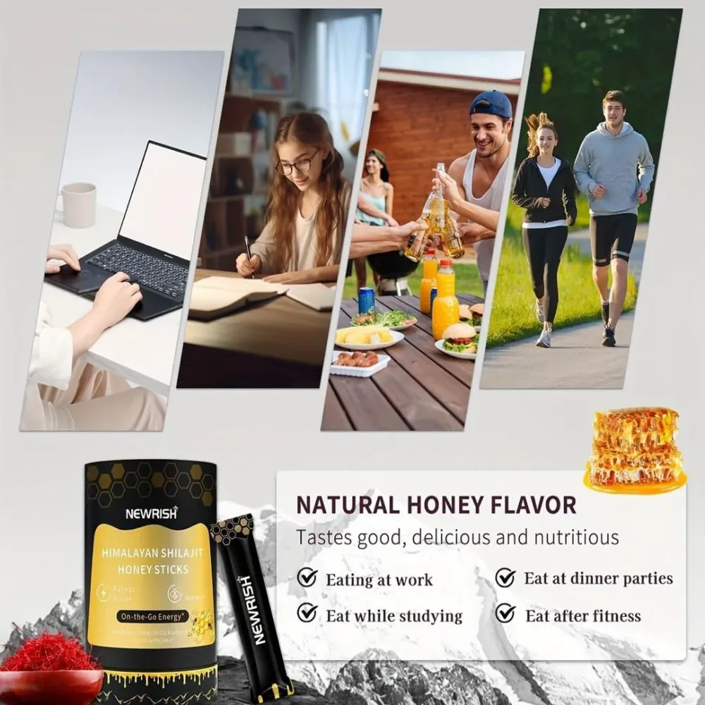 Newrish | Honingsticks met Himalaya Shilajit & Kasjmir Saffraan Finest Luxe