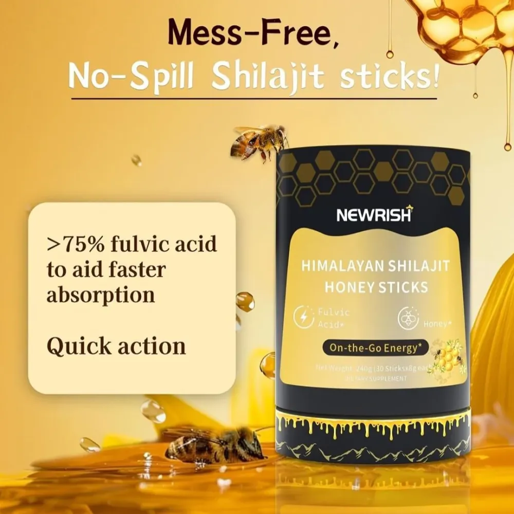 Newrish | Honingsticks met Himalaya Shilajit & Kasjmir Saffraan Finest Luxe