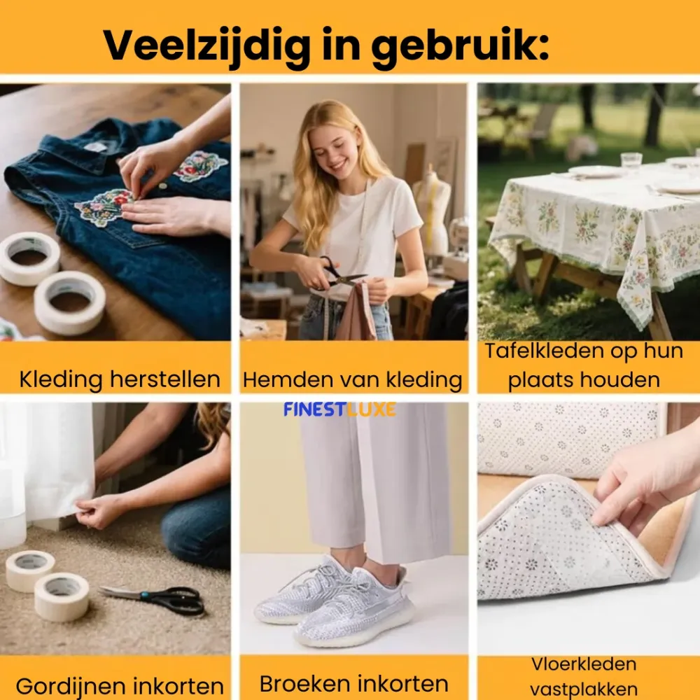 QuickHem | Zelfklevend Zoomband voor Gemakkelijk Zomen Zonder Naald Finest Luxe