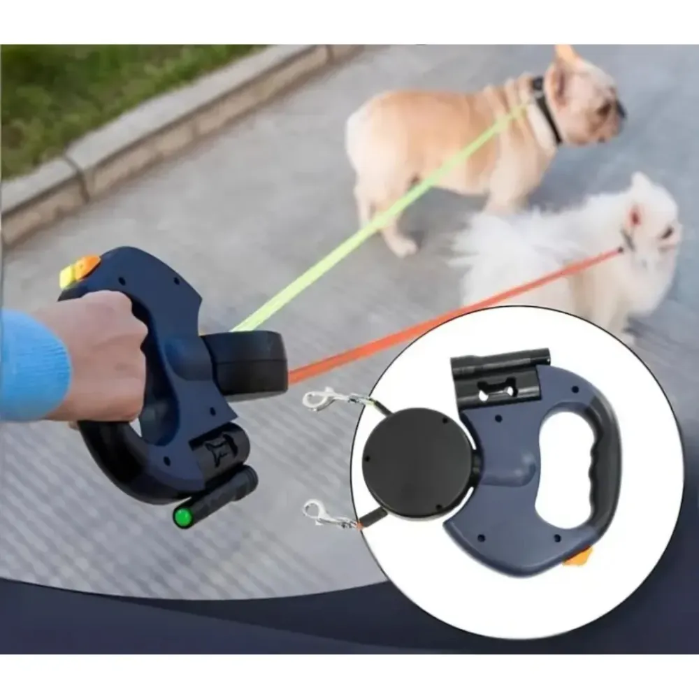 WalkMate | Dubbele Hondenriem met Anti-Wikkel Systeem en Licht Finest Luxe