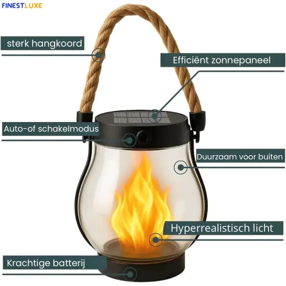 FireLume | Sfeervolle Solar Lamp met Vlameffect