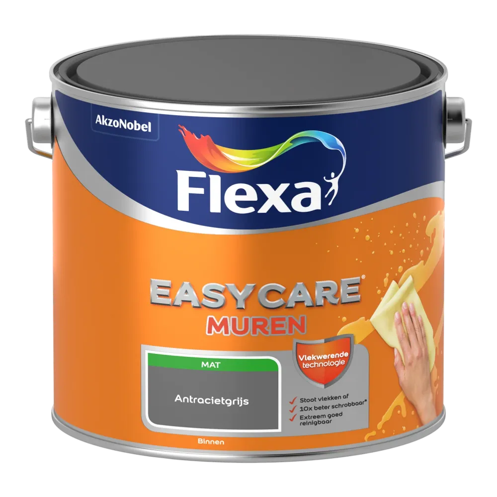 Flexa Easycare Muurverf - Mat - Antracietgrijs - 2,5L