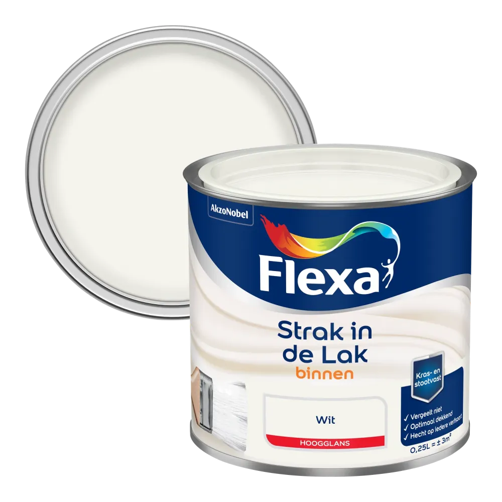Flexa Houtlak Strak de Lak - Hoogglans - Wit - 250ml