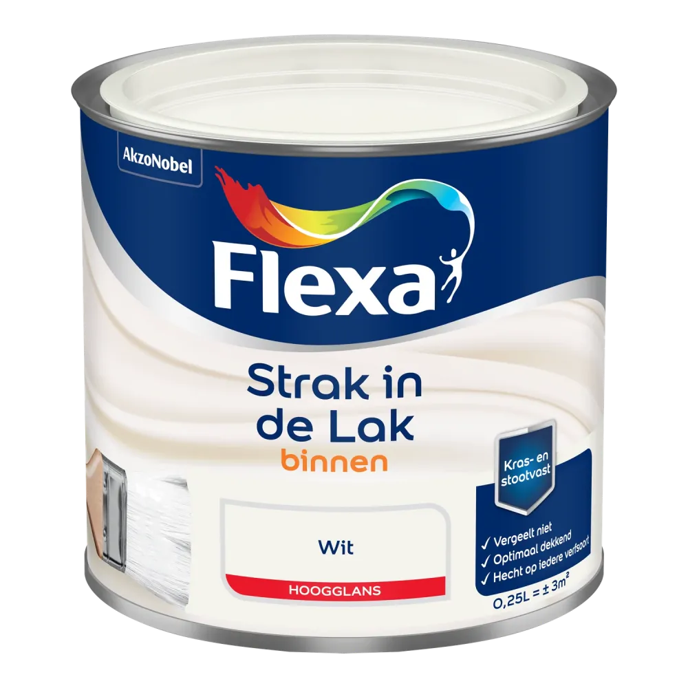 Flexa Houtlak Strak de Lak - Hoogglans - Wit - 250ml