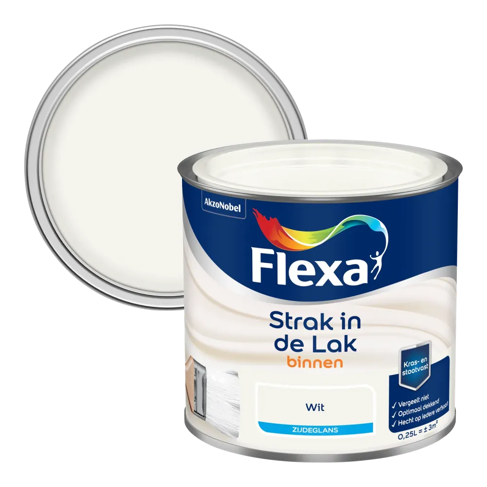 Flexa Houtlak Strak de Lak - Zijdeglans - Wit - 250ml