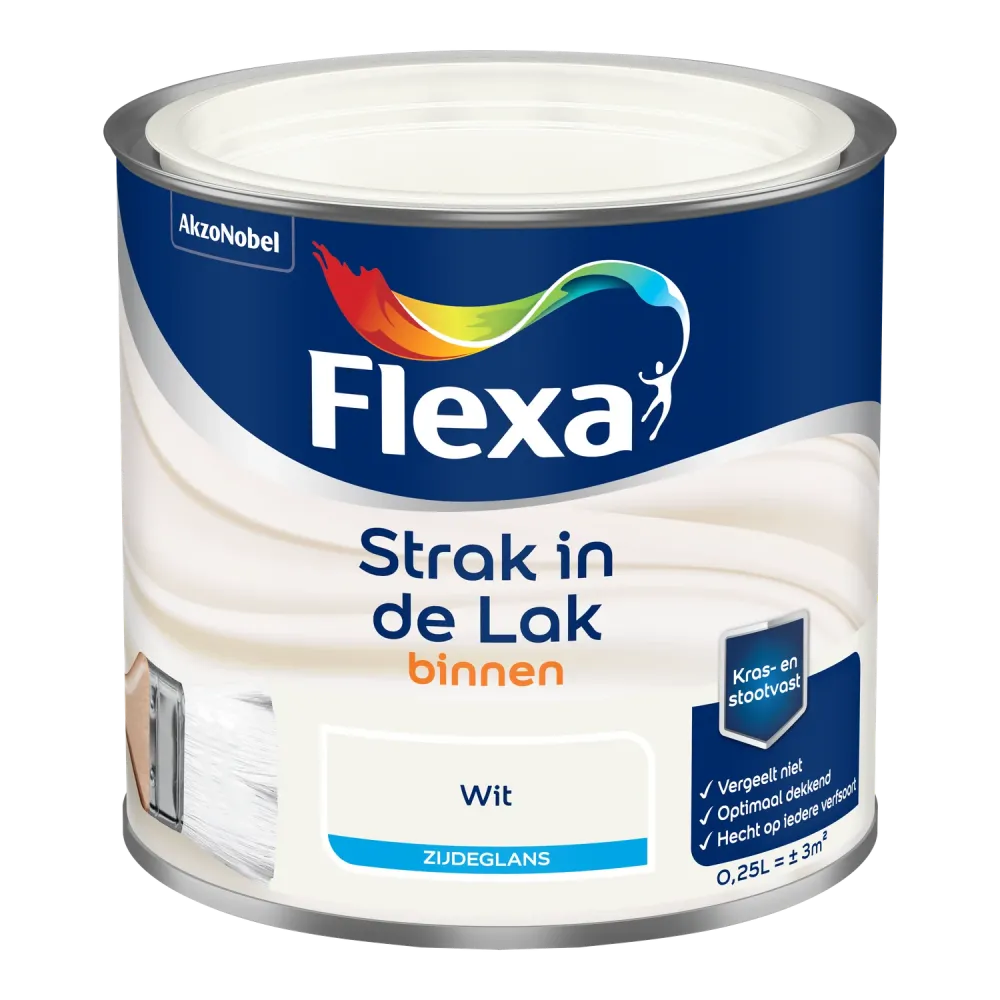 Flexa Houtlak Strak de Lak - Zijdeglans - Wit - 250ml