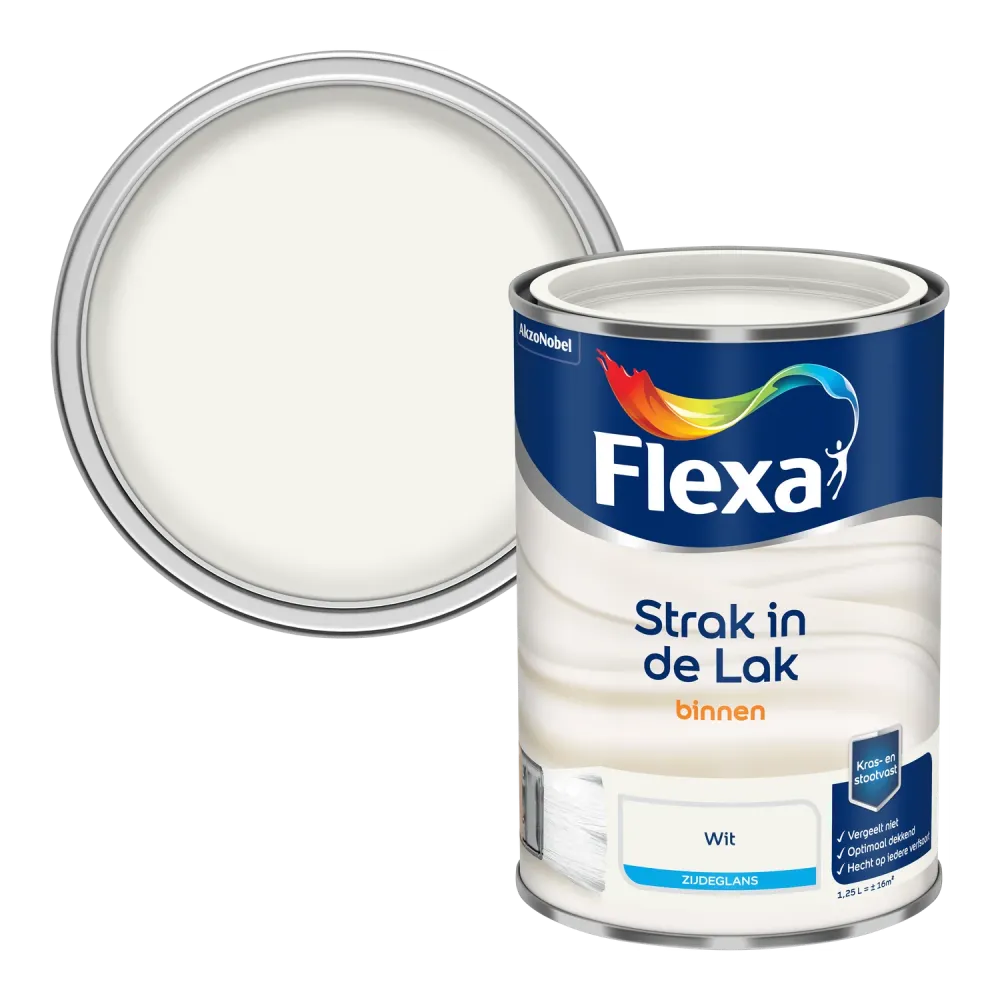 Flexa Houtlak Strak de Lak - Zijdeglans - Wit - 1,25L
