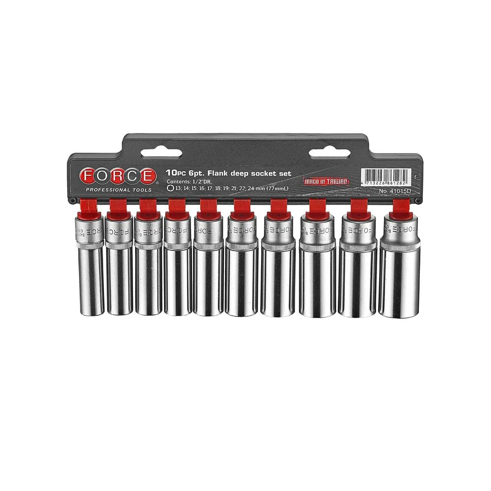 10pc 1/2"DR. 12pt. Flank deep socket Force