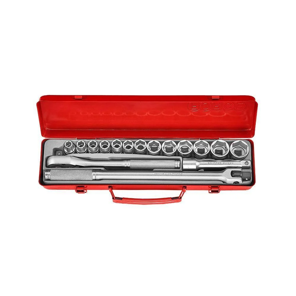 16pc 1/2" 6pt. Flank socket set Force