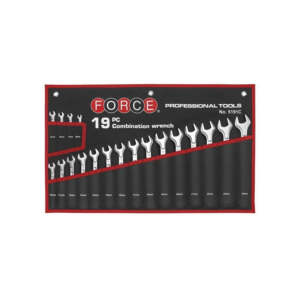 19pc Combination wrench set (cloth bag) Force