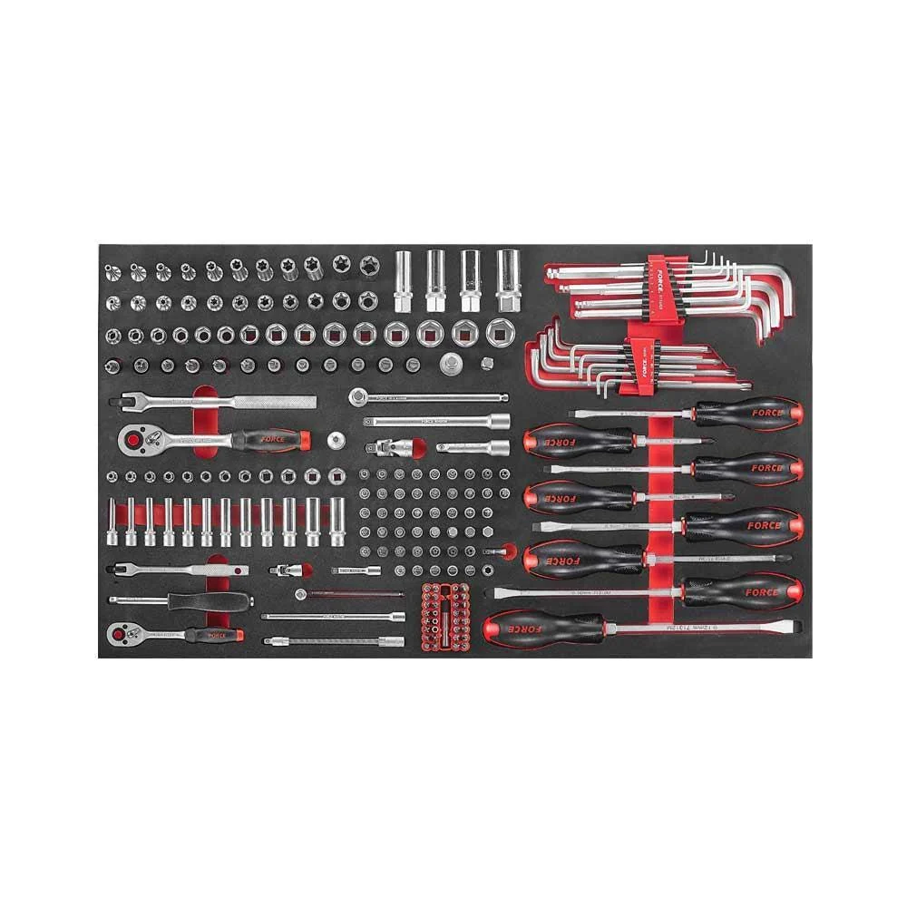 203pc Screwdriver, L key, 1/4" & 3/8"DR. socket combination set (10318 EVA) Force