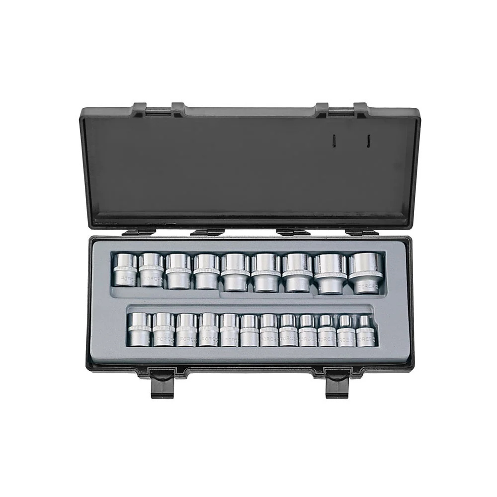 21pc 1/2" 6pt. Flank socket set Force