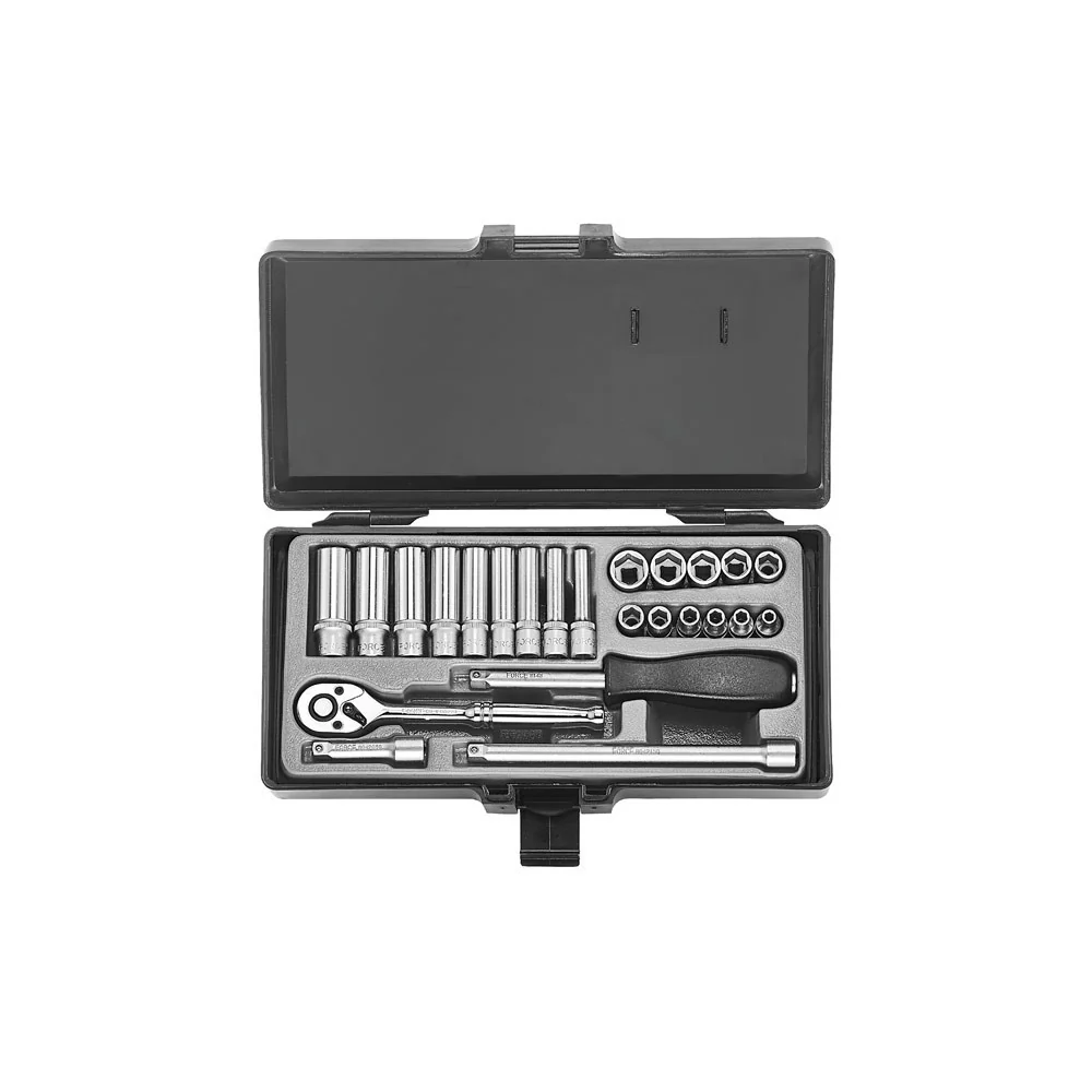 25pc 1/4" 6pt. Flank Socket set Force