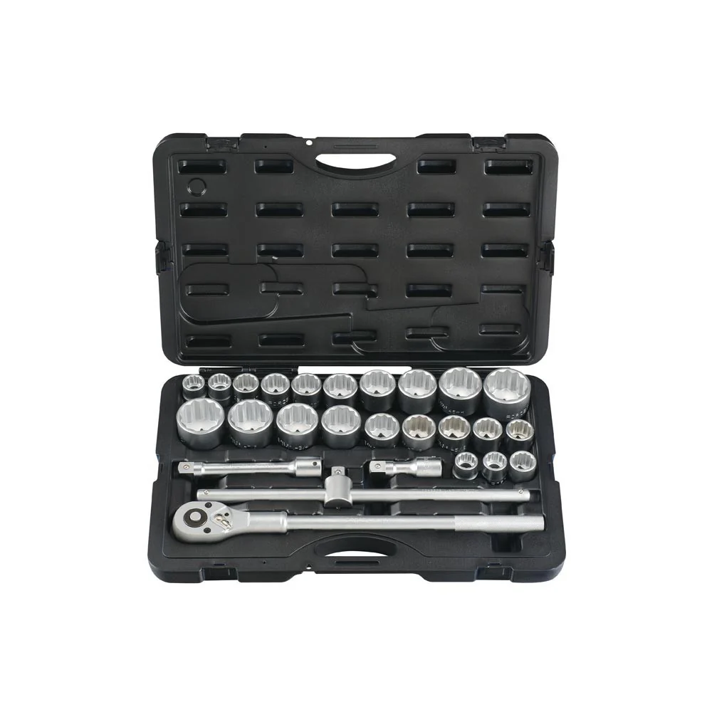 26pc 3/4" 12pt Flank socket set (S&M) -- blow mold case Force