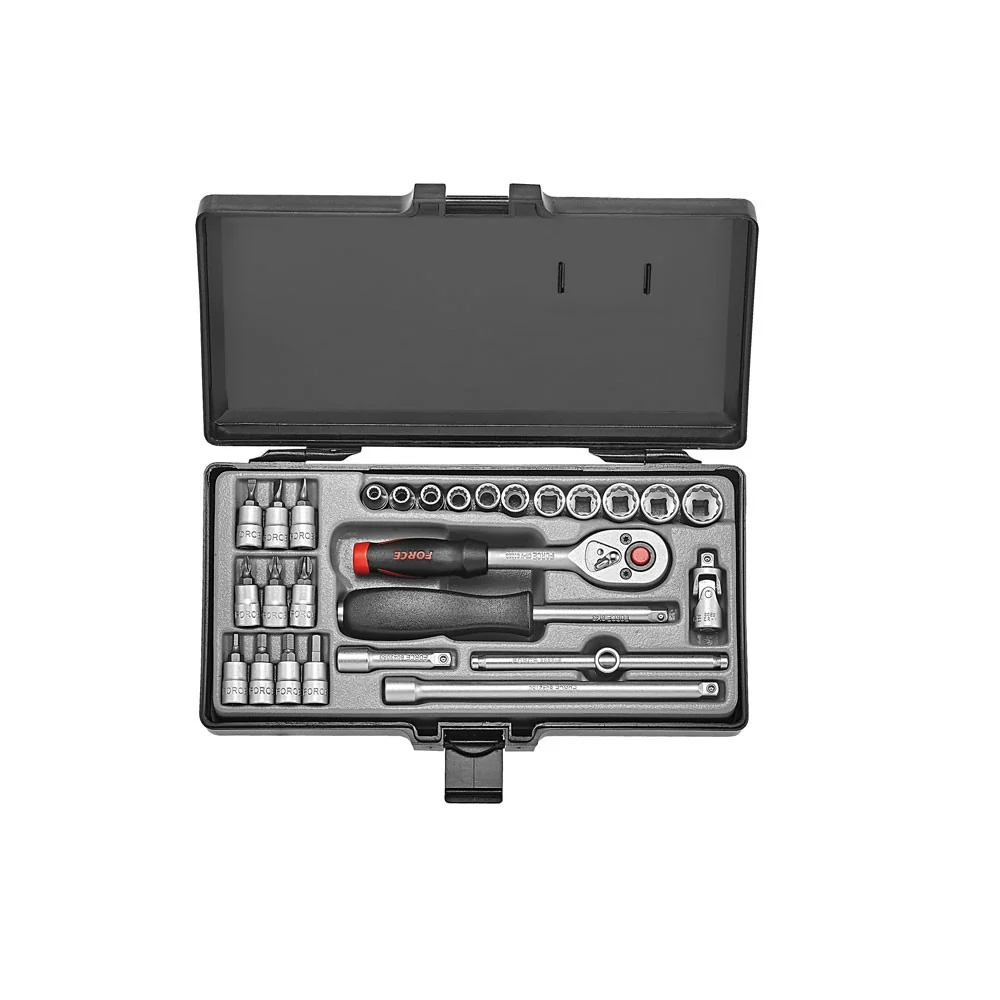 28pc 1/4" 12pt. Flank Socket set Force