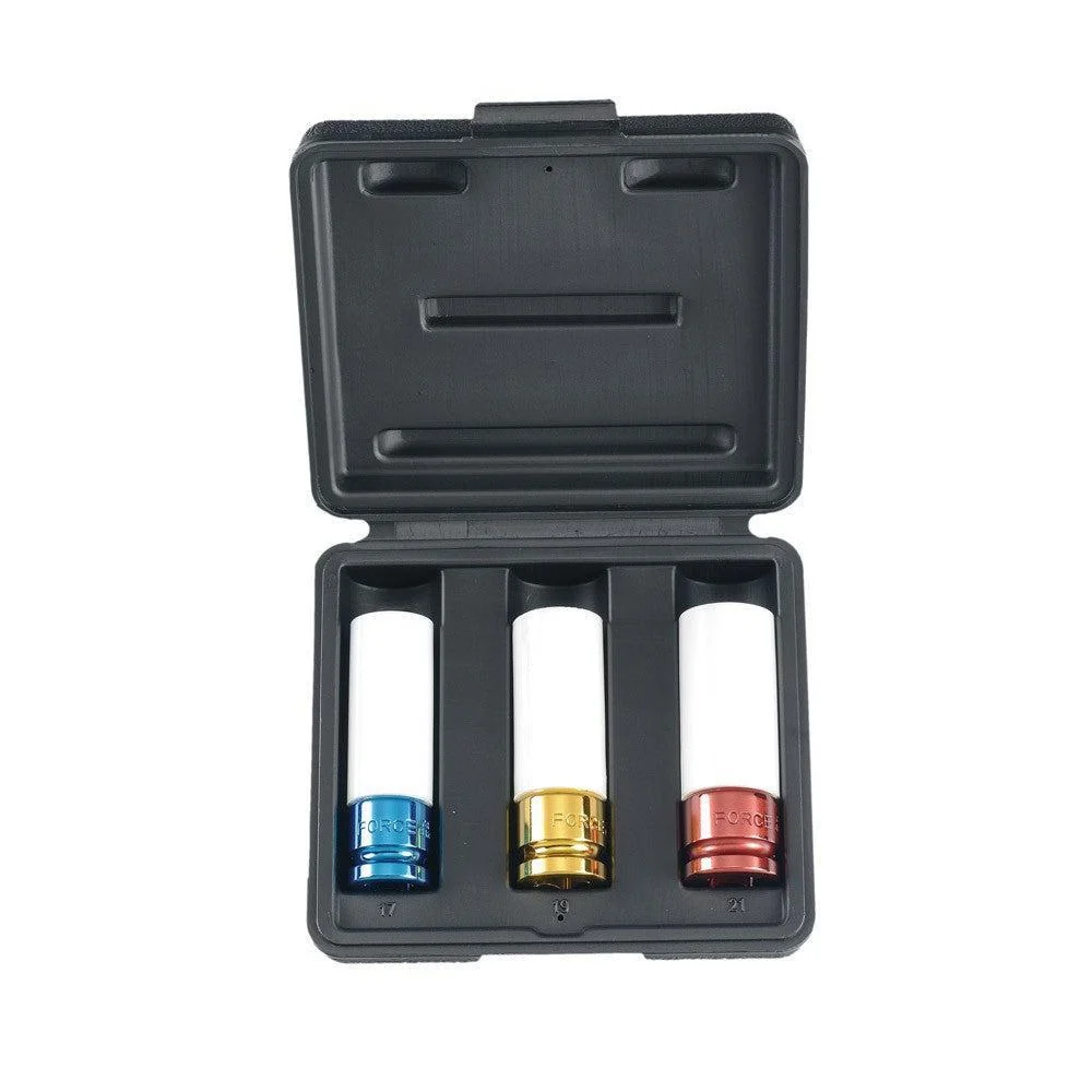 3pc 1/2"DR. Wheel but impact socket set Force