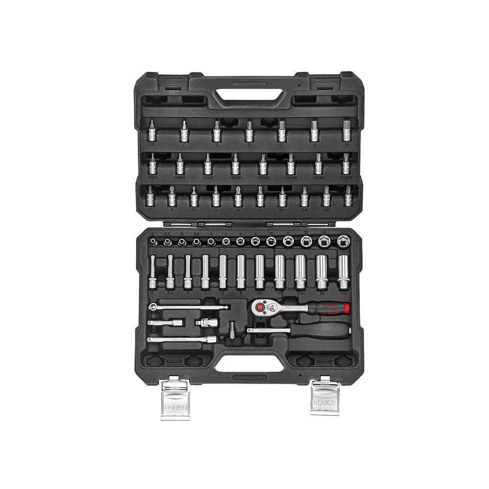 56pc 1/4"DR. 6pt. Flank socket combination set Force
