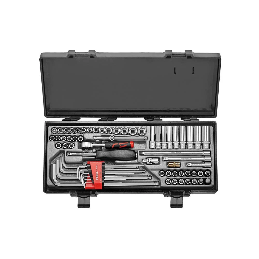 64pc 1/4" 6pt. Flank socket set Force