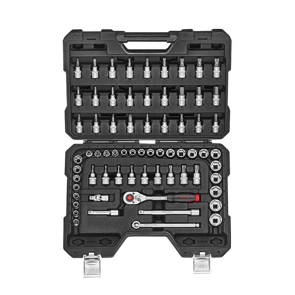 68pc 3/8"DR. 6pt. Flank & star socket combination set Force
