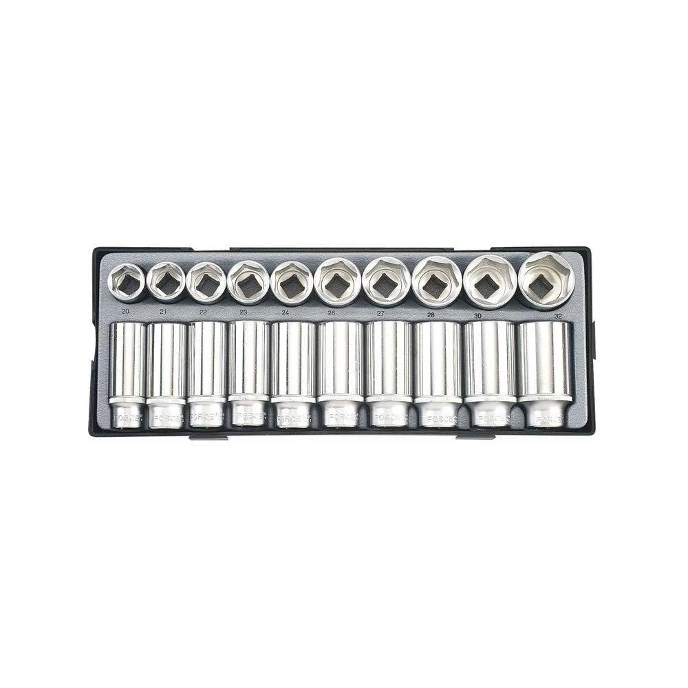 1/2" Doppenset 6kant 2 delig Force