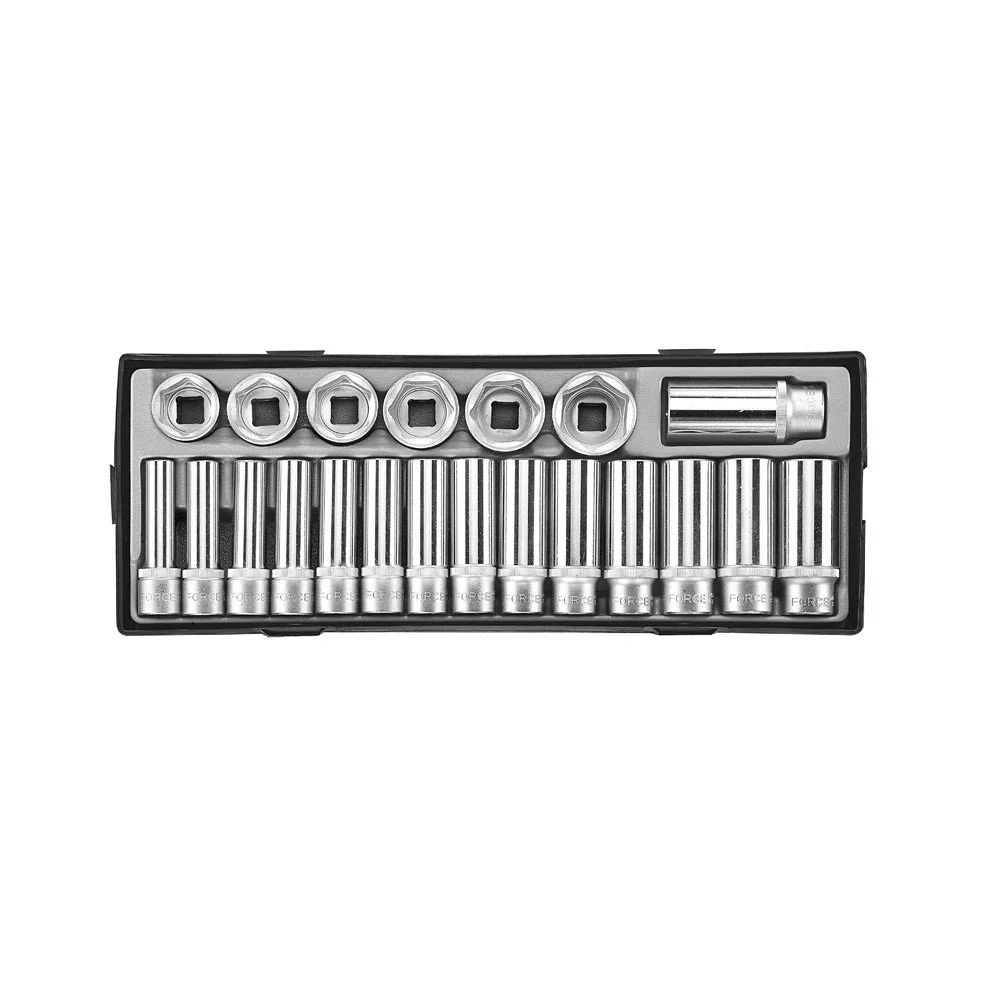 1/2" Doppenset 21 delig 6 Kant (normaal en diep) Force
