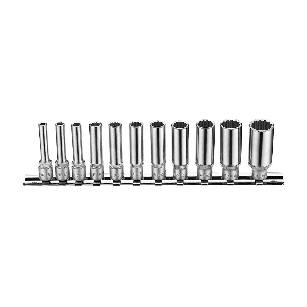 1/4" Doppenset lang 12-kant 11 delig (SAE) Force