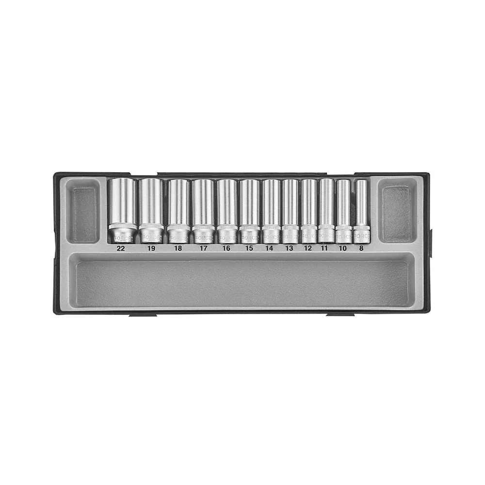 3/8" Doppenset lang 6-kant 12 delig Force