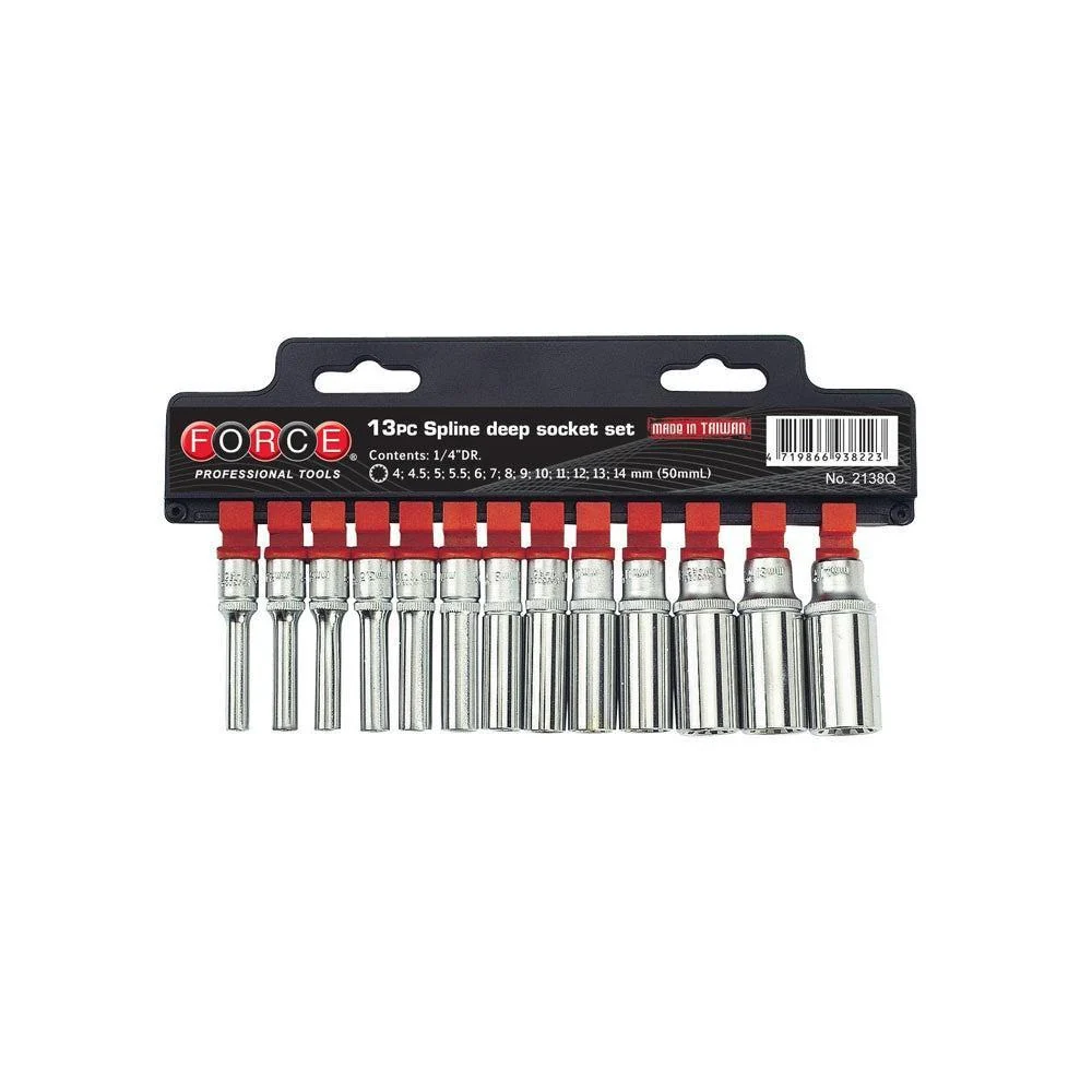 1/4" Doppenset lang Spline 13 delig Force