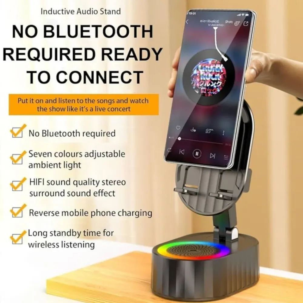 GlowStand | 5--1 Draadloze Inductie Speaker met Verlichting & Telefoonhouder