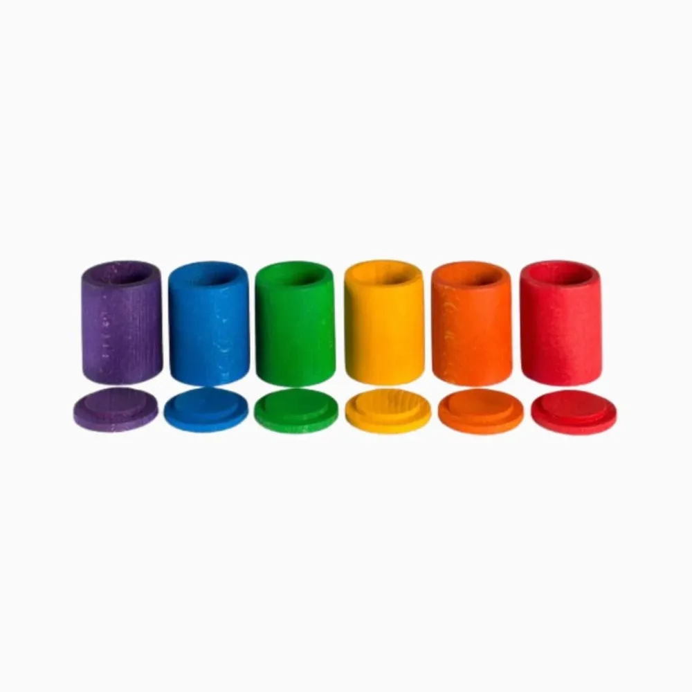 Grapat bakjes met deksel regenboog - 6 stuks
