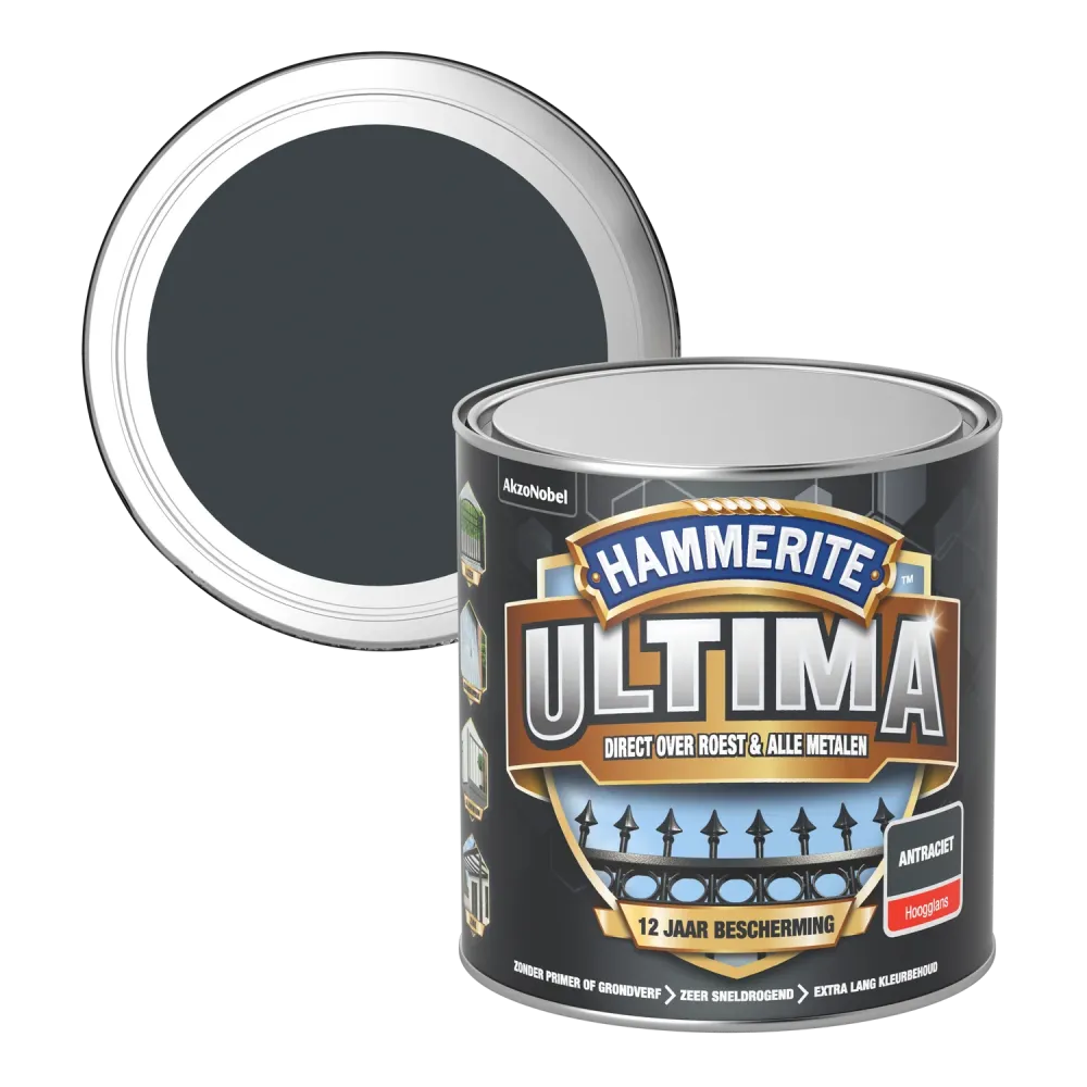 Hammerite metaallak ultima hoogglans antraciet 250ml