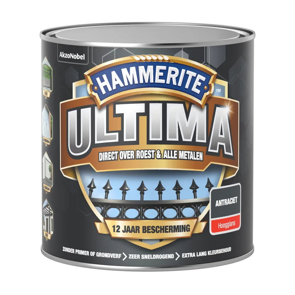 Hammerite metaallak ultima hoogglans antraciet 250ml