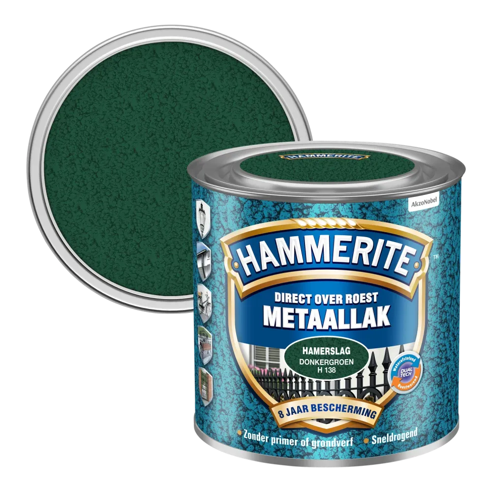 Hammerite metaalverf Hamerslag donkergroen H138 250ml