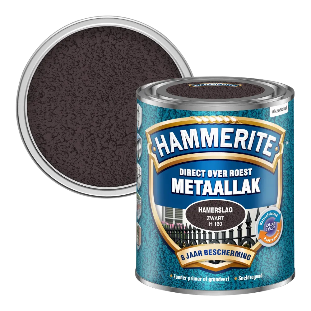 Hammerite metaalverf Hamerslag zwart H160 750ml