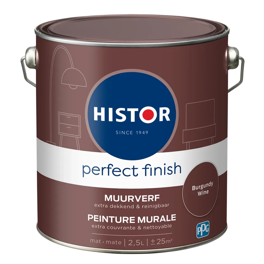 Histor Perfect Finish Muurverf - Mat - Burgundy Wine - 2,5L