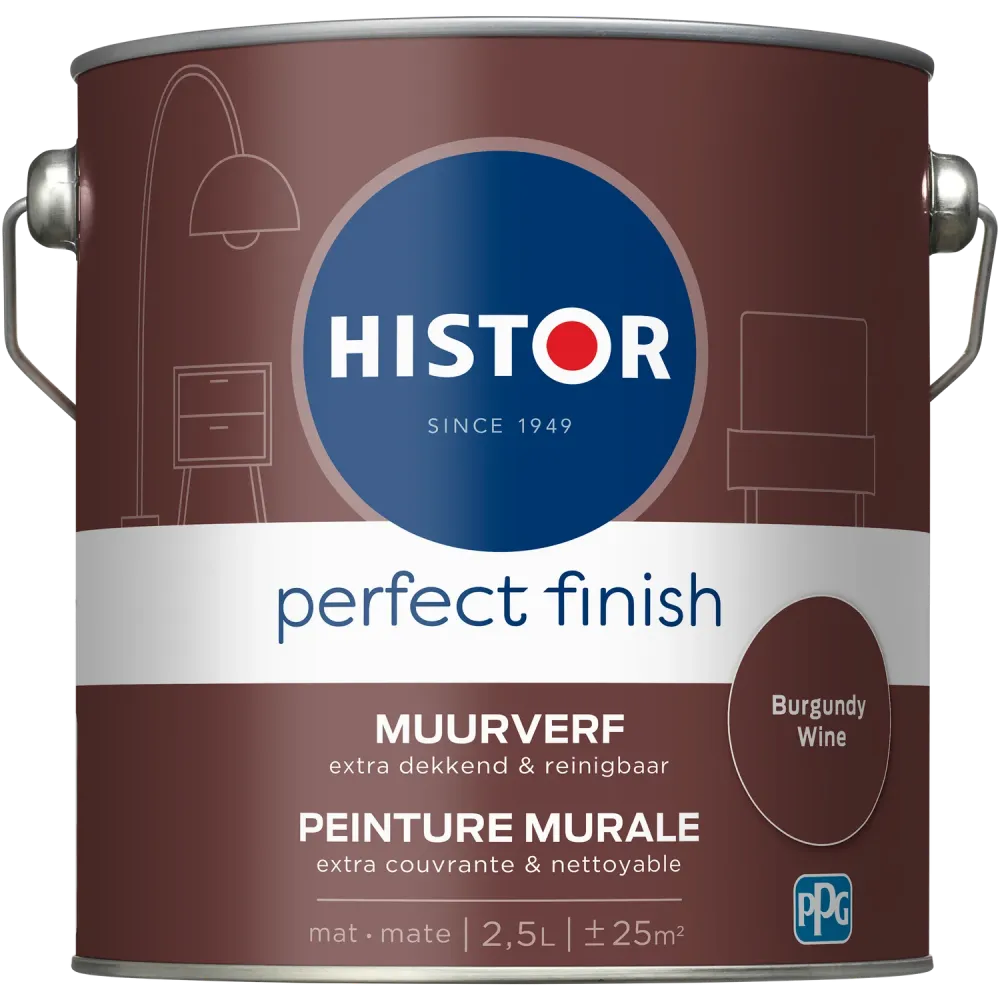 Histor Perfect Finish Muurverf - Mat - Burgundy Wine - 2,5L