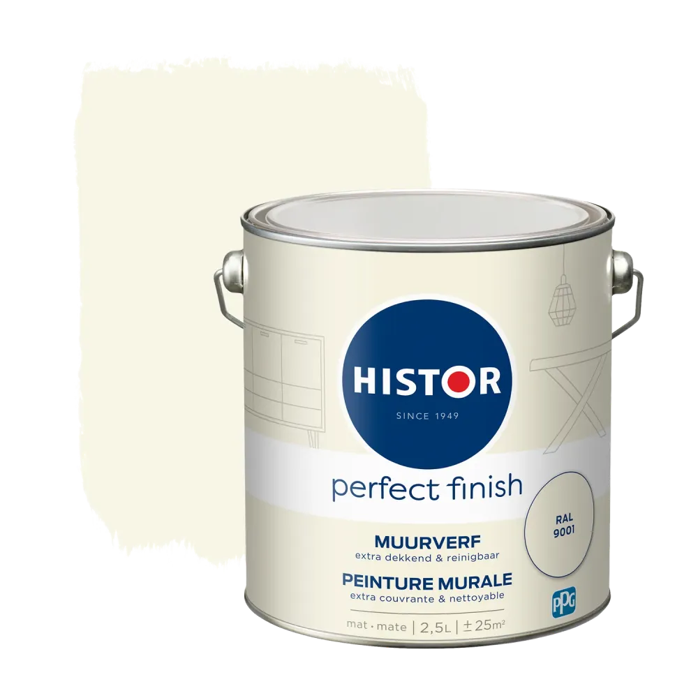 Histor Perfect Finish Muurverf - Mat - RAL 9001 - 2,5L