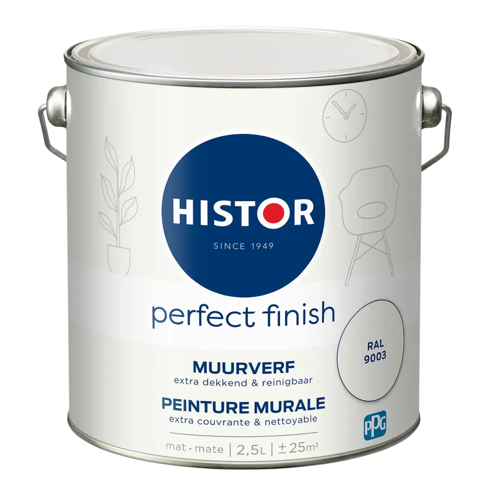 Histor Perfect Finish Muurverf - Mat - RAL 9003 - 2,5L