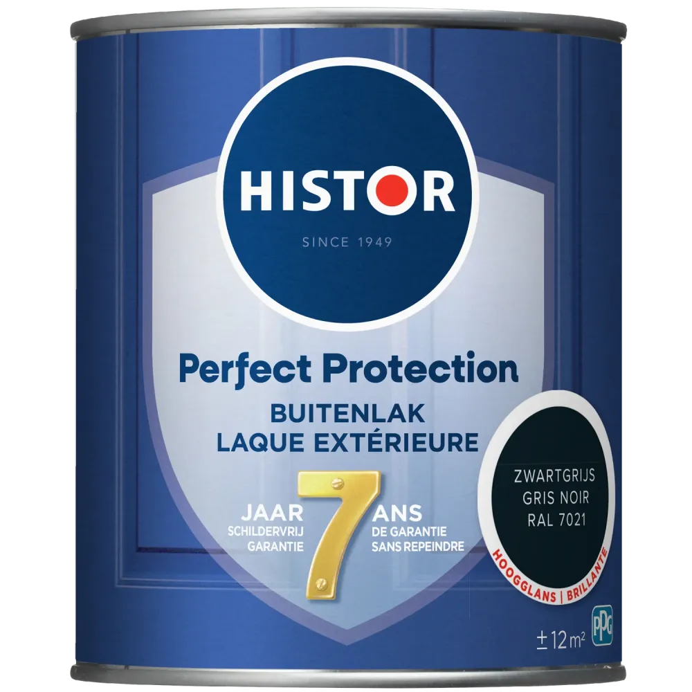 Histor Perfect Protection Buitenlak Hoogglans Zwartgrijs Ral 7021 0,75 Ltr