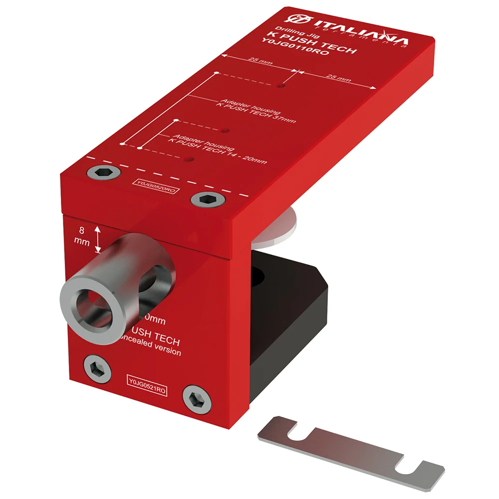 Boormal voor K push Tech een doos met 1 opvulplaatje 1mm Italiana Ferramenta
