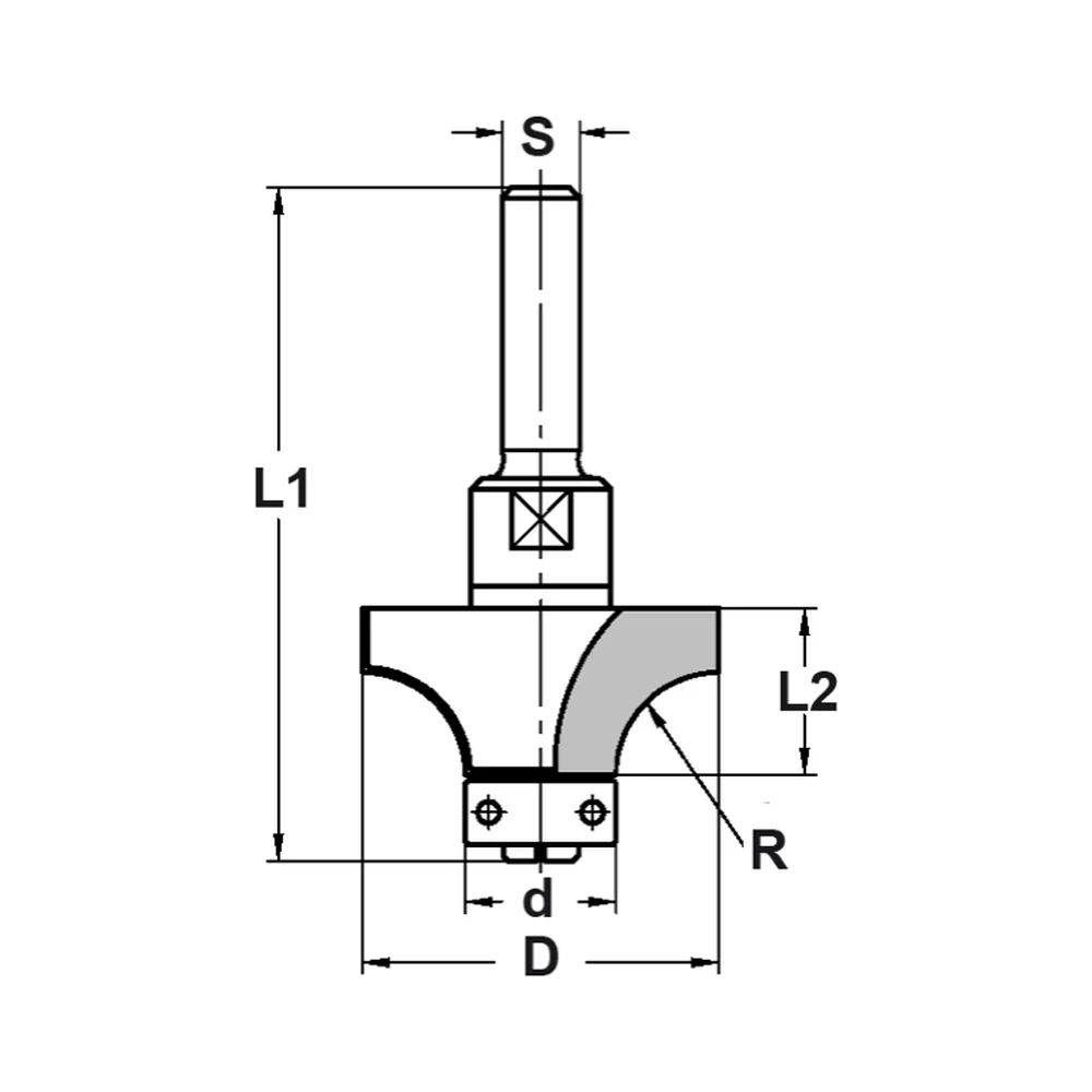 AFRONDPROFIELFREES R=15,0 MM MET LAGER, D=44 MM, S=6 MM, HW JSO