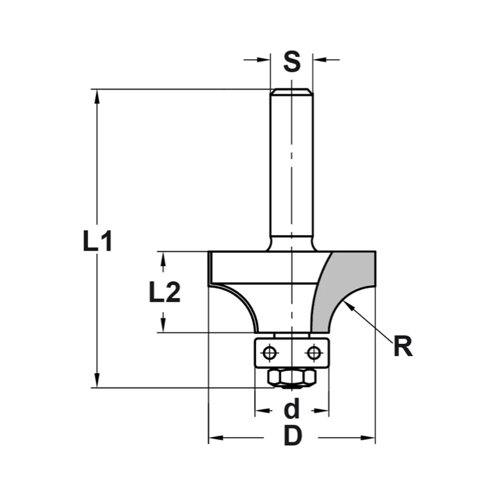 AFRONDPROFIELFREES R=9,5 MM MET LAGER, D=31,7 MM, S=8 MM, HW JSO