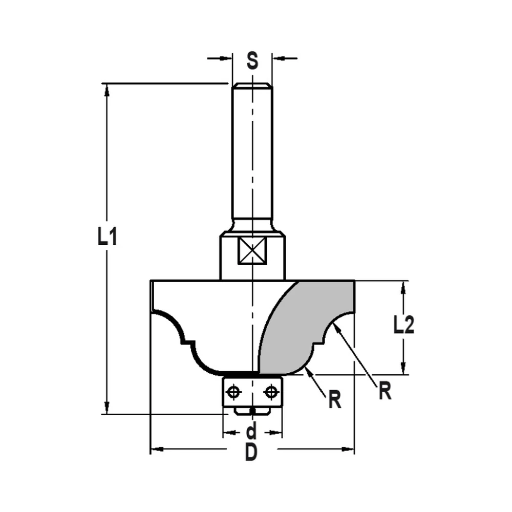 CONTRAPROFIELFREES R=6,3 MM MET LAGER 12 MM, L2=19 MM, S=6 MM, HW JSO