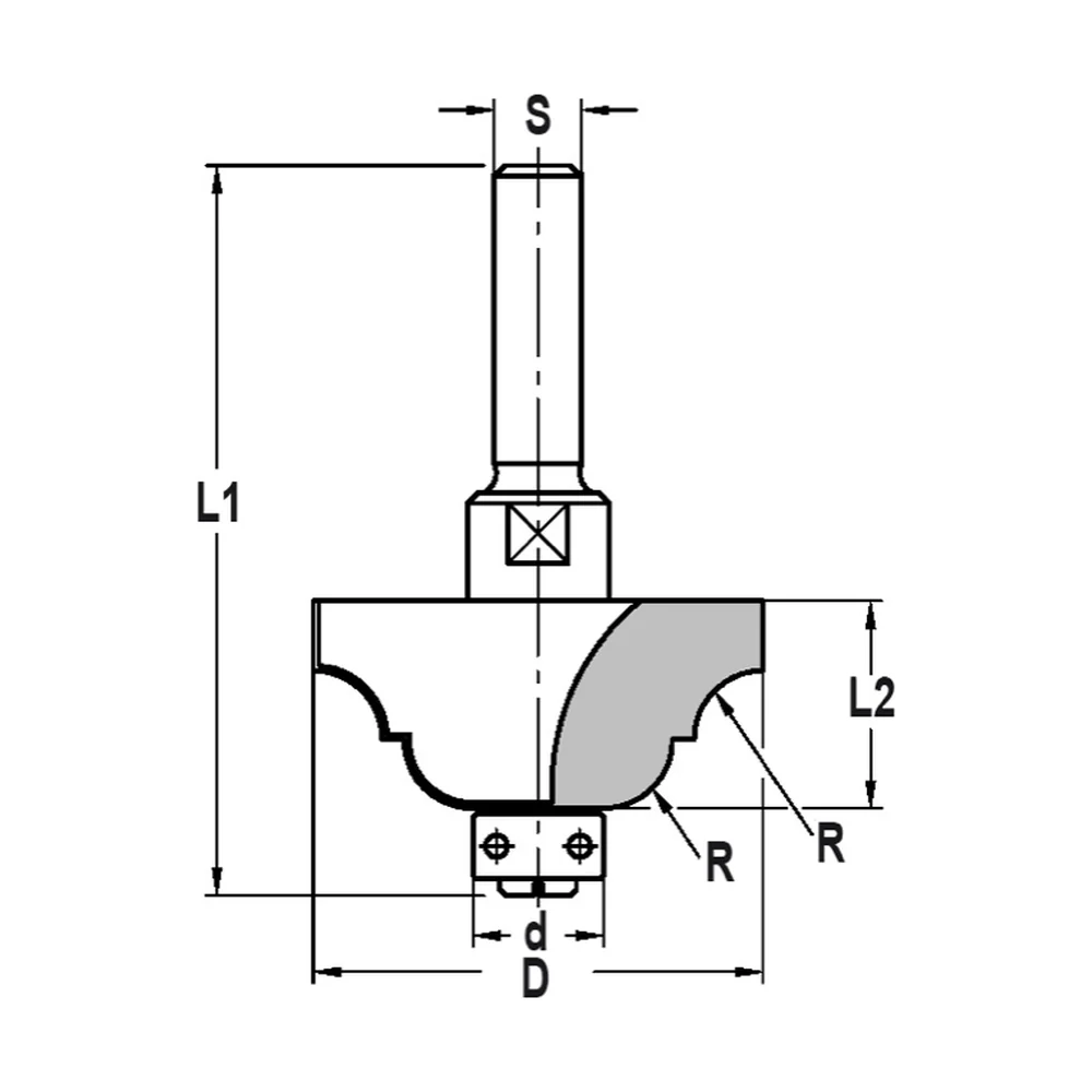 CONTRAPROFIELFREES R=6,3 MM MET LAGER 12 MM, L2=19 MM, S=10 MM, HW JSO