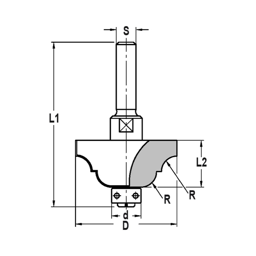 CONTRAPROFIELFREES R=6,3 MM MET LAGER 12 MM, L2=19 MM, S=12 MM, HW JSO