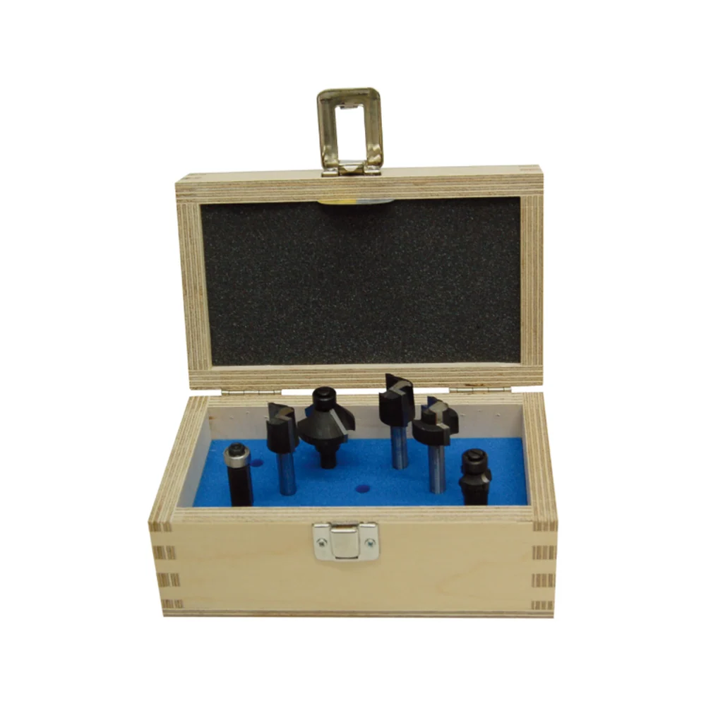 FREZEN HOUTEN KIST, 6-DELIGE SET, SCHACHT 8 MM, HW JSO