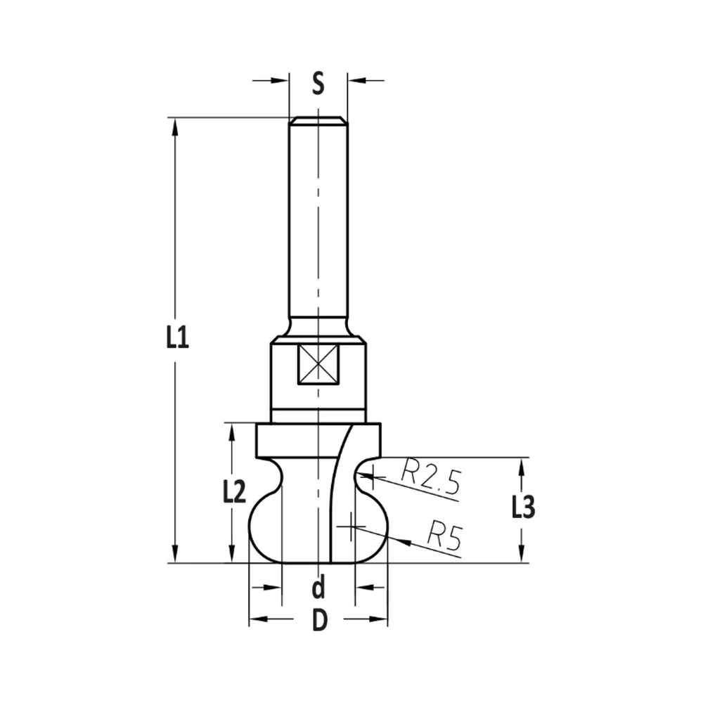 HANDGREEPPROFIELFREES R=2.5/5.0, L3=14.5 MM, S=6 MM, HW JSO