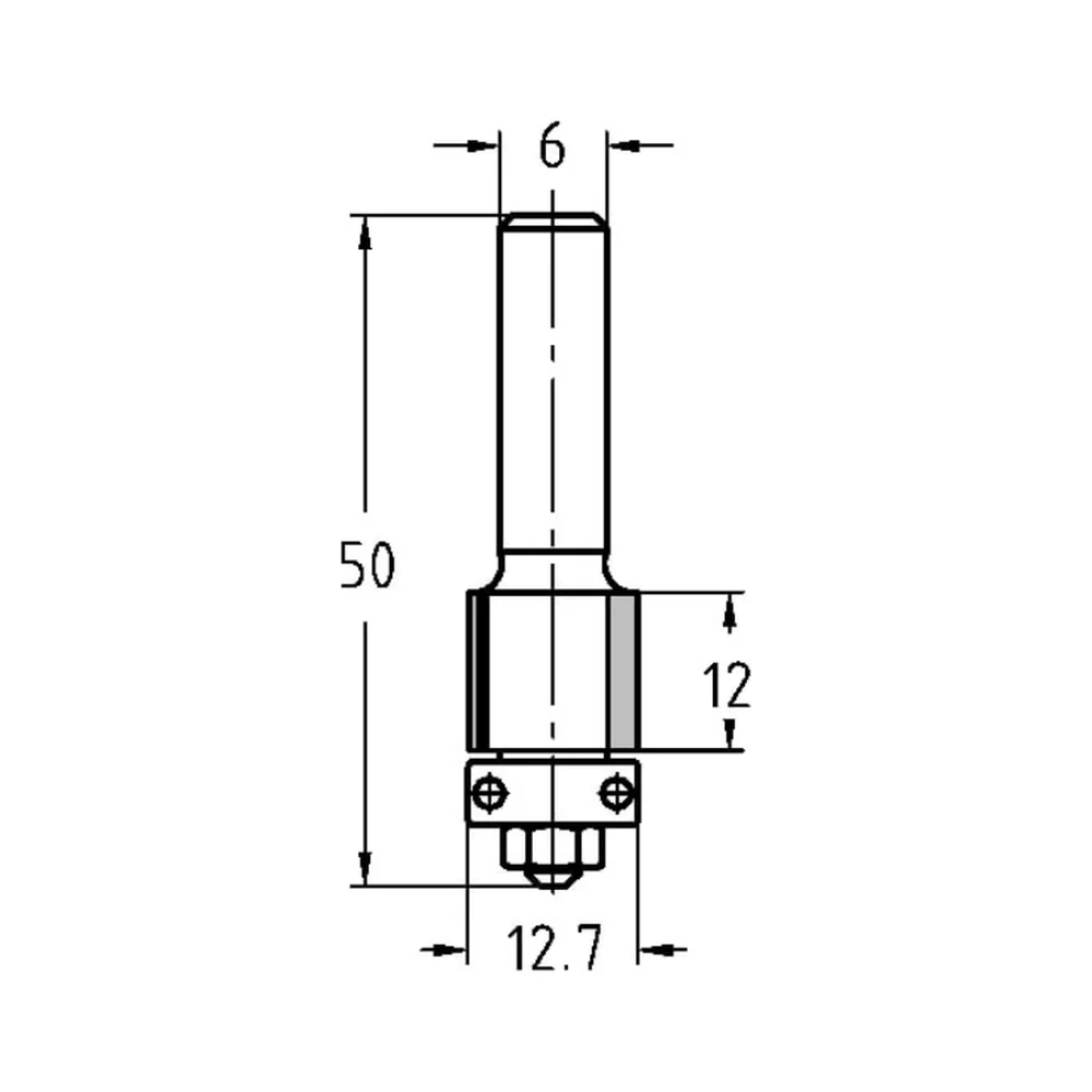 KANTENFREES RECHT Ø 12,7 X 12 MM, TL=50 MM, S=6 MM, HW JSO